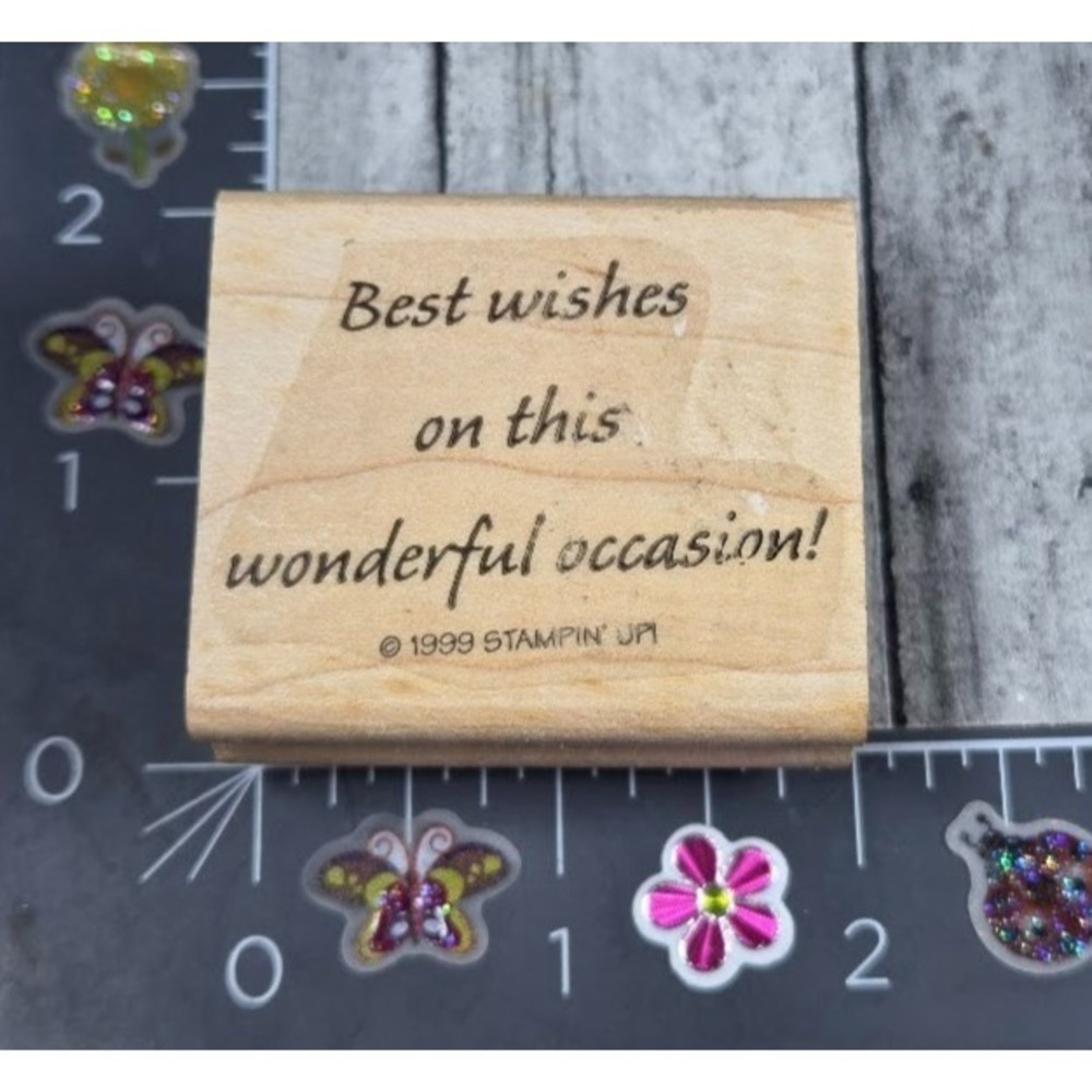 Stampin' Up! Best Wishes Wonderful Occasion 1999 Rubber Stamp Wood #P105